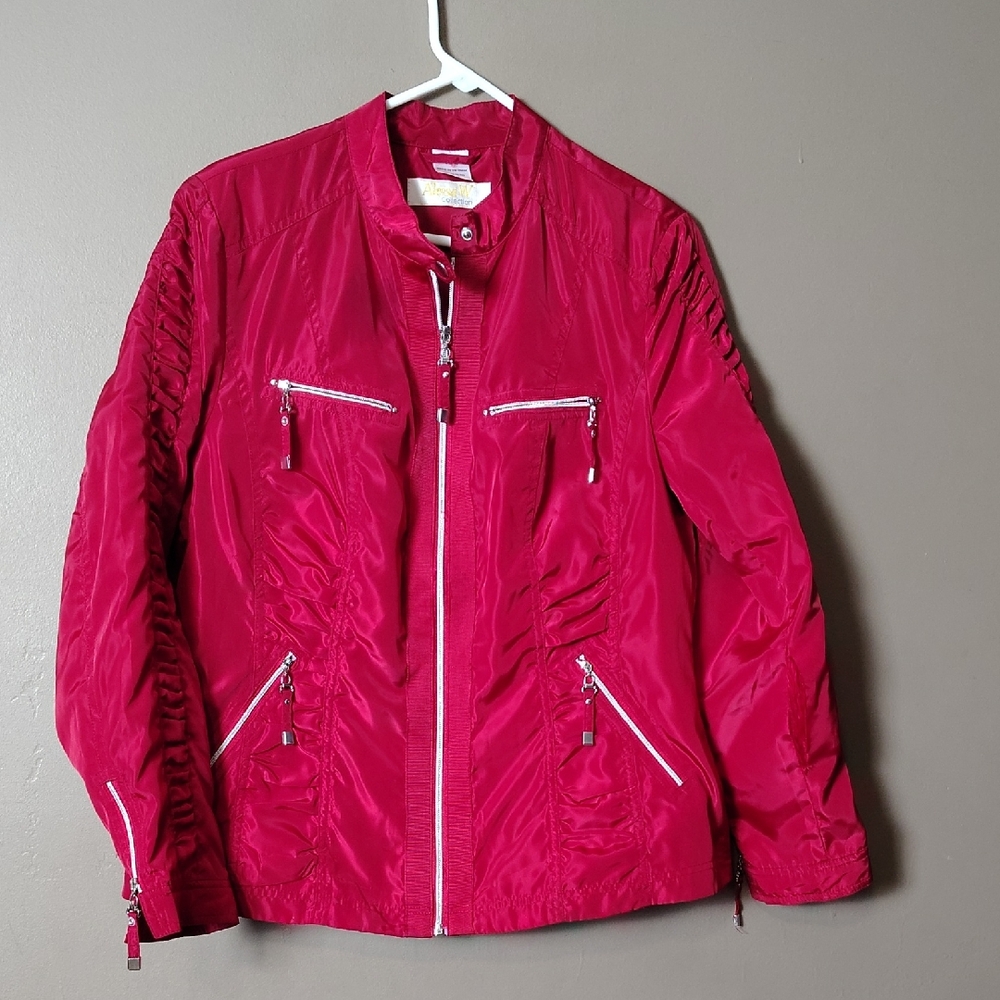 Alessa W Collection Dark Red Zipper Pocket Jacket Size 10